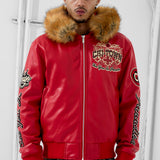 Windy City Hooded Bomber Jacket (Red)
