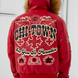 Windy City Hooded Bomber Jacket (Red)