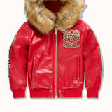 Kids Windy City Hooded Bomber Jacket (Red)