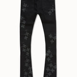 Kids Super Skinny Stacked Paradise Denim (Black)