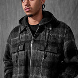 SYIP Hooded Flannel Shacket (Black Shadow)