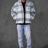 SYIP Hooded Flannel Shacket (Light Blue)