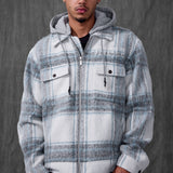 SYIP Hooded Flannel Shacket (Light Blue)