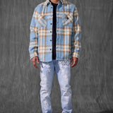 Paradise Flannel Shacket (Carolina Blue)