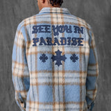 Paradise Flannel Shacket (Carolina Blue)