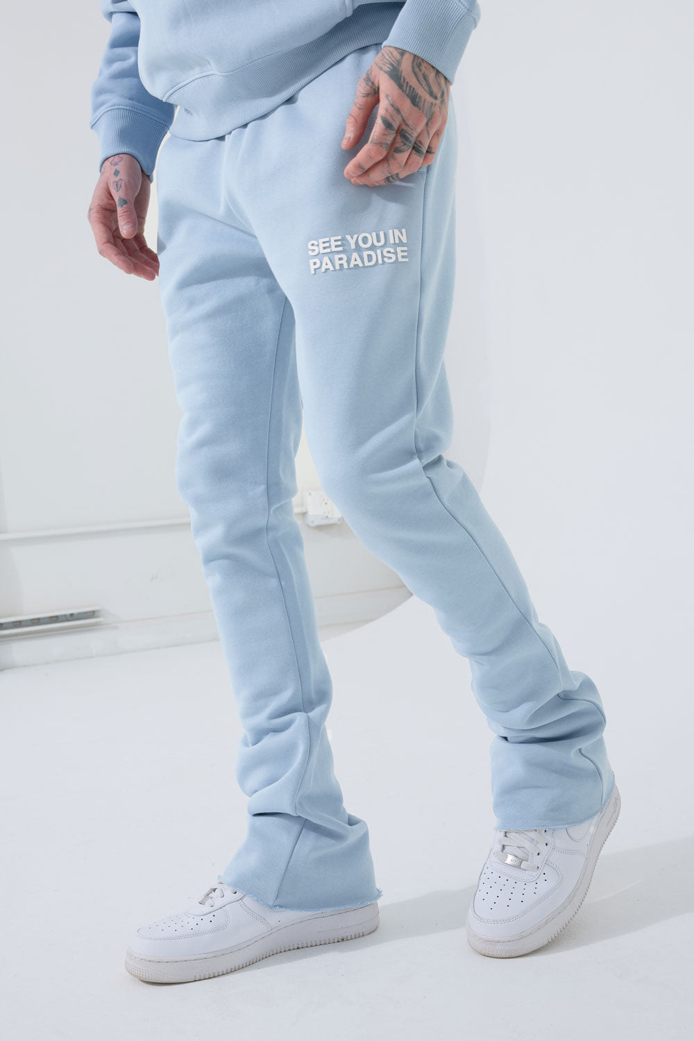 Blue Rapper Sweatpants SYIP Stacked Sweatpants (Carolina Blue) – See You In Paradise