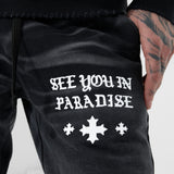 Paradise Stacked Heavyweight Sweatpants (Black)