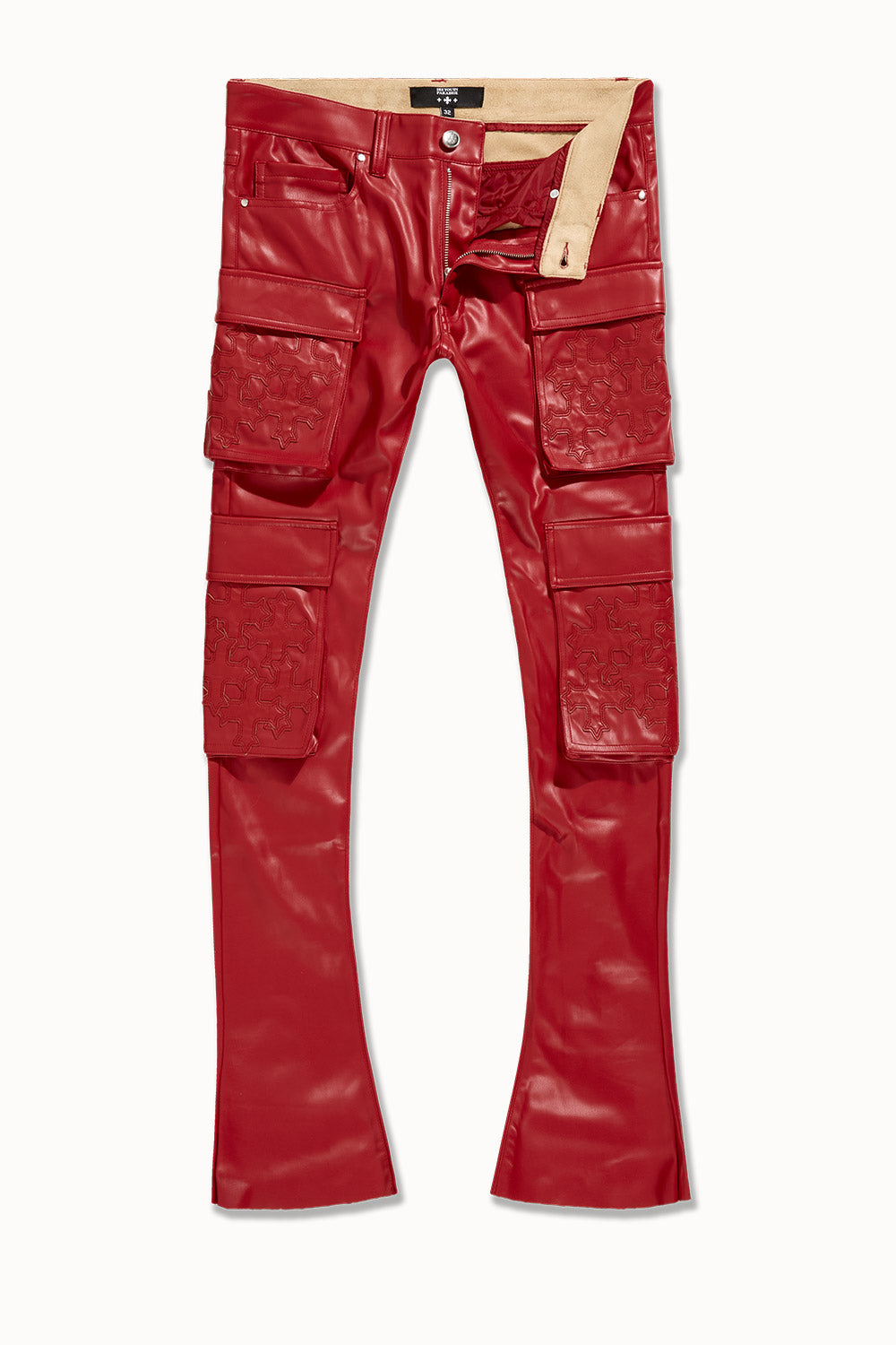 Skinny Stacked Eden Cargo Pants (Red)