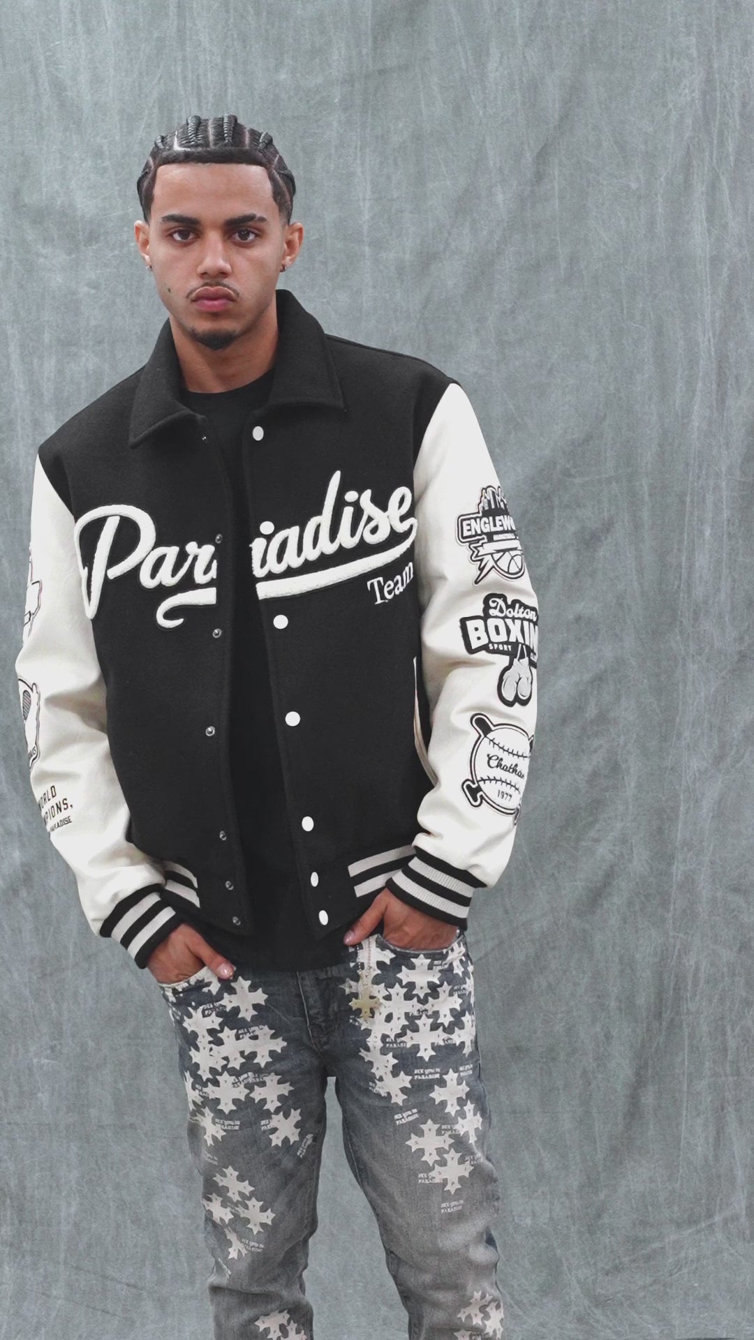 Paradise Team Varsity Jacket (Black) – See You In Paradise